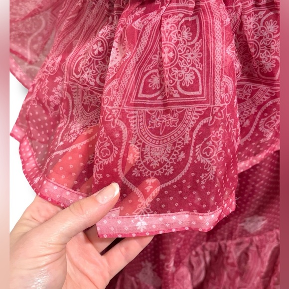 NWT Anthropologie Let Me Be Sleeveless Sheer Tiered Pink Layered Midi Dress M - Picture 4 of 14